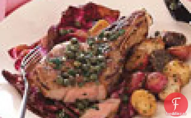 Cotlete de vițel la grătar și Radicchio cu sos de lămâie-Caper