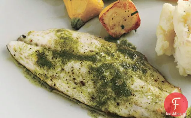 Branzino și legume prăjite pentru bebeluși cu ulei de tarhon-arpagic