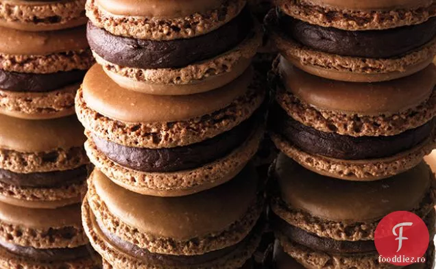 Macaroane de ciocolată cu ganache portocalie