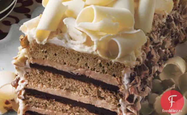Tort Espresso de ciocolată albă cu pralină de alune