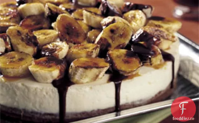 Tort de ciocolată Brownie cu Mousse de ciocolată albă și banane caramelizate