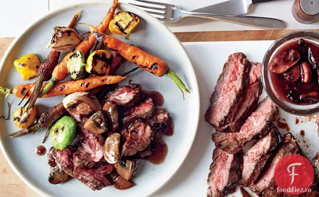 Friptură cu sos de ciuperci de vin roșu