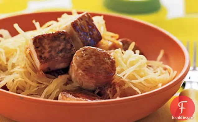 Tofu glazurat cu arțar cu dovlecei Spaghetti