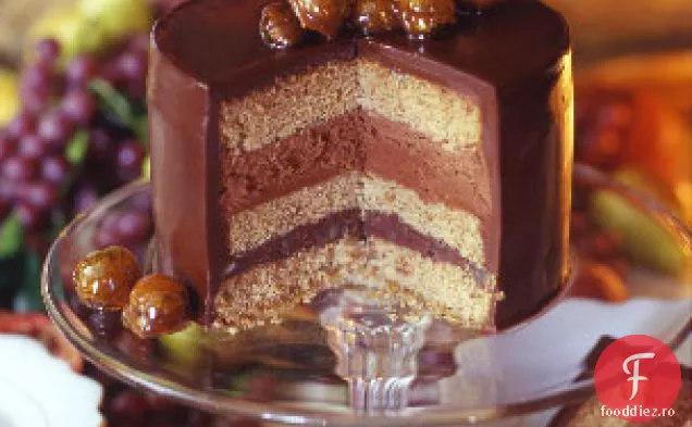 Tort de castane de ciocolată cu Mousse de coniac de ciocolată