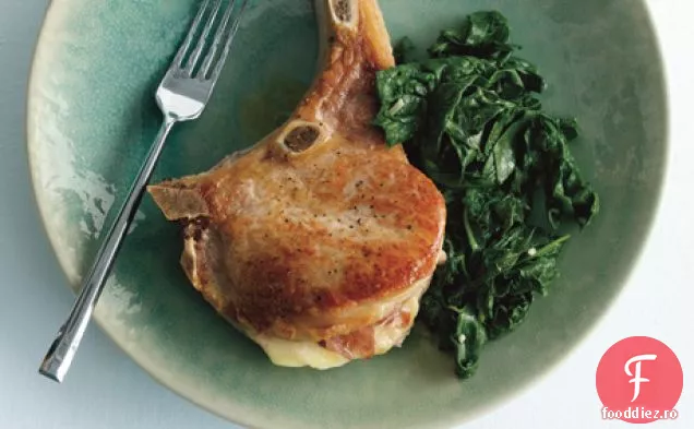 Cotlet de porc Saltimbocca cu spanac saut