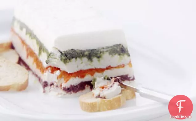 Pesto, măsline și Torta cu brânză de capră prăjită