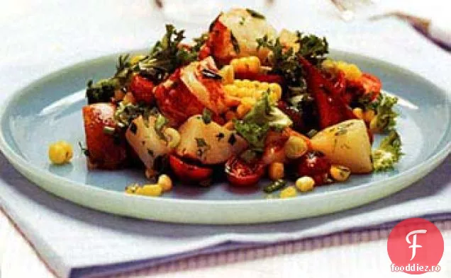 Salată de homar, porumb și cartofi cu tarhon