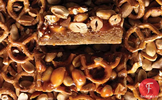 Butterscotch Blondie baruri cu arahide-covrig Caramel