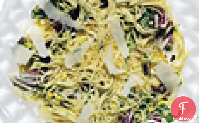 Capellini cu Ricotta proaspătă, usturoi prăjit, porumb și ierburi