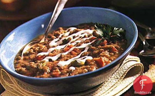 Supă de linte cu legume prăjite