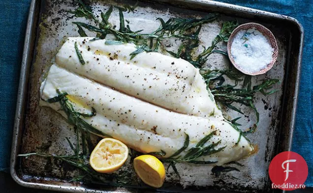 Tarhon-Halibut prăjit cu unt brun de alune