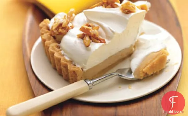 Tartă cu budincă de Caramel cu crustă de pâine scurtă de migdale