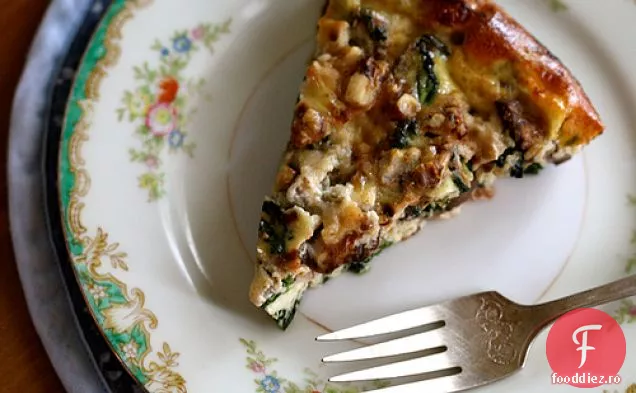 Quiche Fără Crustă Cu Spanac, Ciuperci Și Nuci
