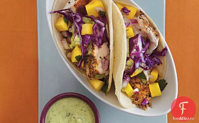 Tacos de pește cu cremă de var și salsa de Mango