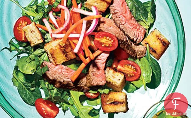 Friptură la grătar Panzanella cu legume murate