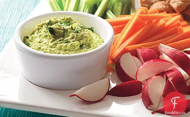 Hummus Edamame cu chipsuri de casă