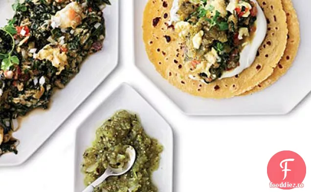 Tacos cu ouă amestecate și brânză elvețiană