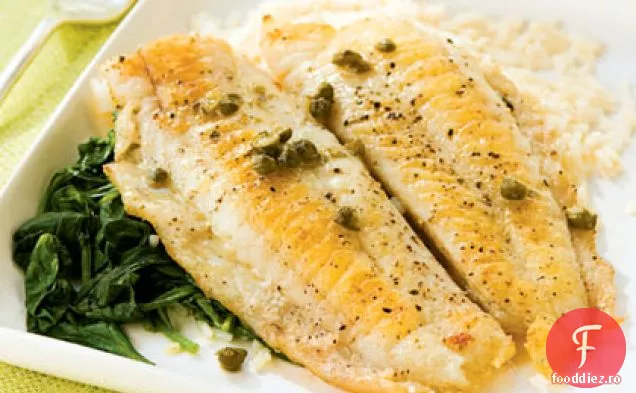 Flounder Piccata cu spanac