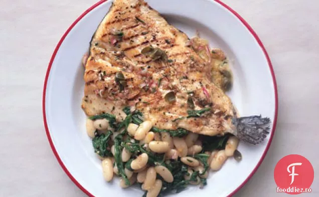 Păstrăv la grătar cu fasole albă și vinetă de Caper