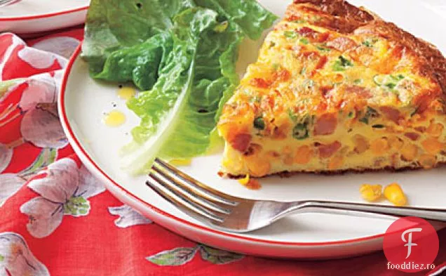 Frittata de porumb, șuncă și Scallion