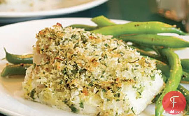 Cod prăjit cu firimituri de lămâie-pătrunjel