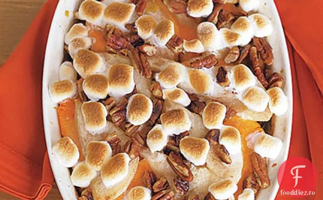 Caserola de cartofi dulci cu pere și Marshmallows