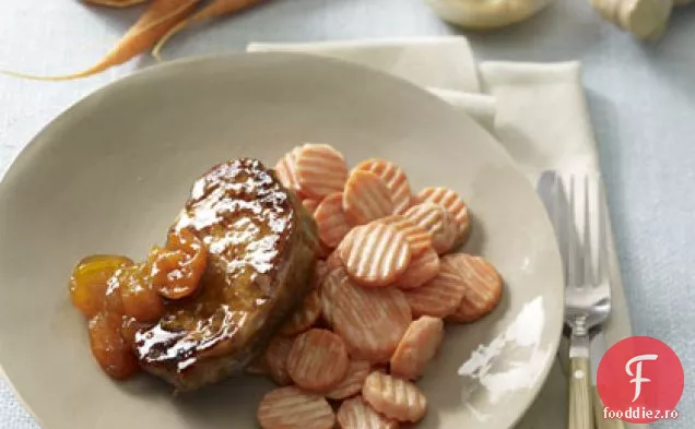 Cotlet De Porc Glazurat Cu Caise Cu Morcovi De Miere-Muștar