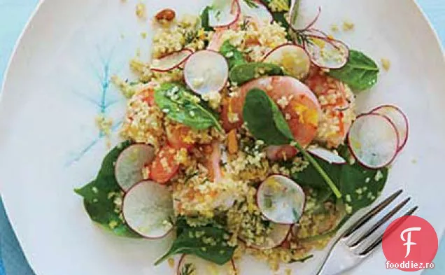 Salată bulgur Lemony cu creveți și spanac
