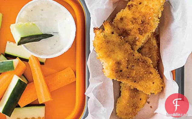 Pui crocant la tigaie cu sos de scufundare la fermă