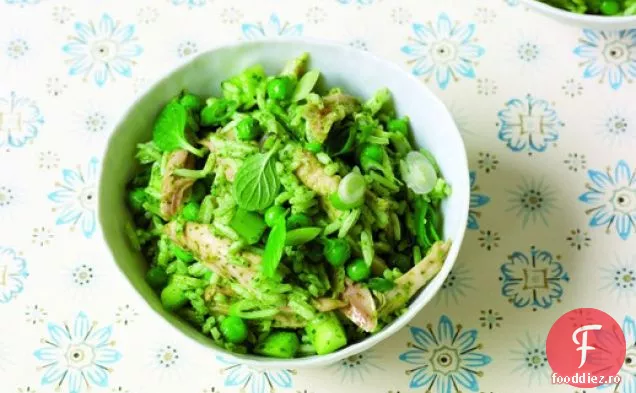 Gatiti cartea: salata de pui si orez cu Pesto de menta si mazare