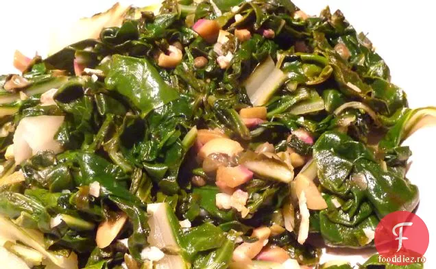 Lemony Swiss Chard Cu Măsline Prăjite, Capere Și Usturoi
