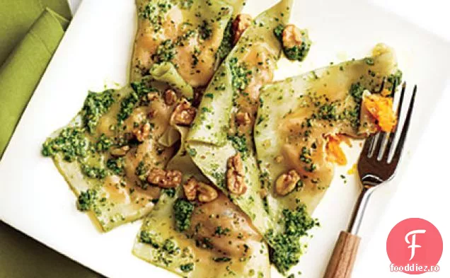 Ravioli de dovleac cu Pesto de spanac