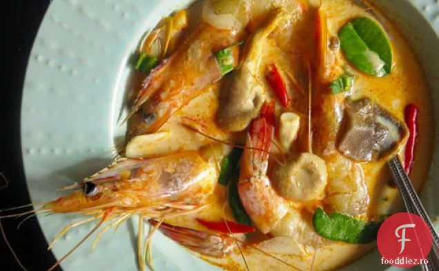 Cremă Tom Yam Kung (supă thailandeză fierbinte și acră cu creveți)