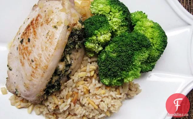 Cotlet de porc umplut cu spanac și brânză de capră