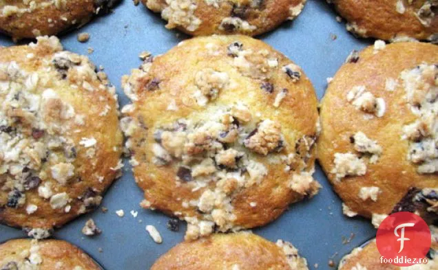 Brioșe cu bucăți de ciocolată cu peniță de cacao Streusel