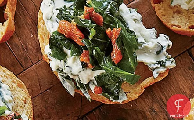 Crostini cu șuncă și verdeață