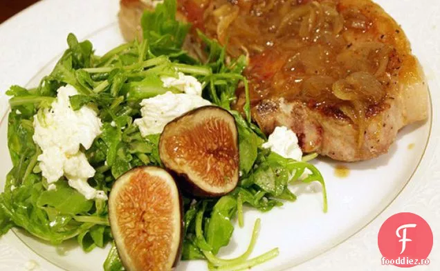 Cotlete ușoare de porc cu salată de smochine și Rucola