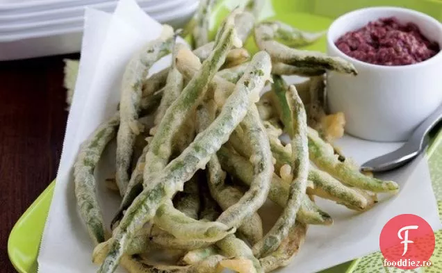 Fasole verde Tempura cu Tapendade Dip de la gustări sărate