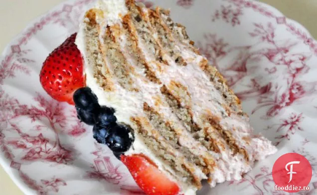 Tort de gheață roșu, alb și afine