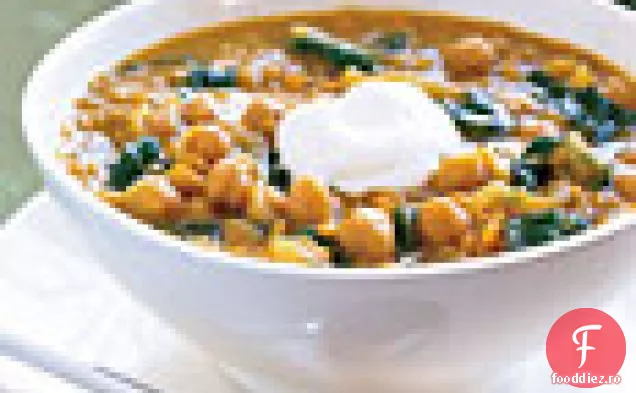 Tocană de linte roșie Curried și Chard elvețian cu fasole Garbanzo