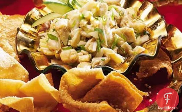 Salsa picantă de Crab și ghimbir cu Wontons de susan