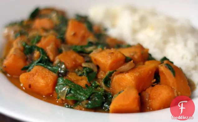 Curry de cartofi dulci și spanac
