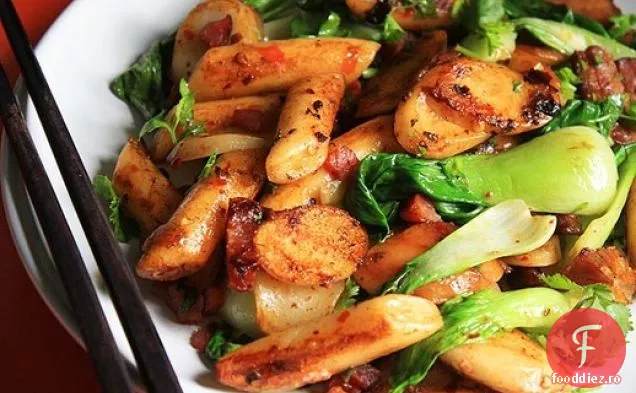 Prăjituri de orez cu pastă de Chili, fasole neagră fermentată și boabe de piper Sichuan