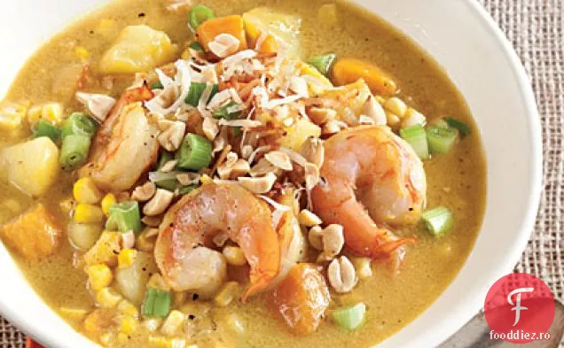 Chowder de creveți și porumb curry