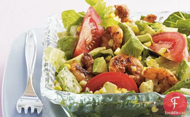 Salată de creveți Sud-vestici la grătar cu pansament de tei-chimen