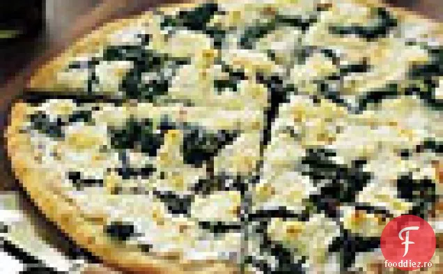 Pizza Bianca cu brânză de capră și verdeață