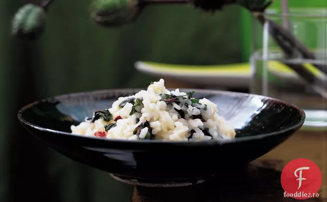 Risotto cu verdeață amară și brânză Gouda de capră