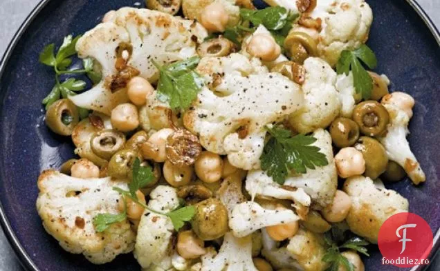 Lumină de gătit conopida prăjită, năutul și măslinele complete quick Cook