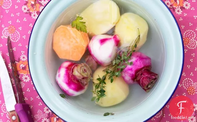 Dauphinois gratinat cu aromă de salvie cu cartofi, Cartofi dulci și P