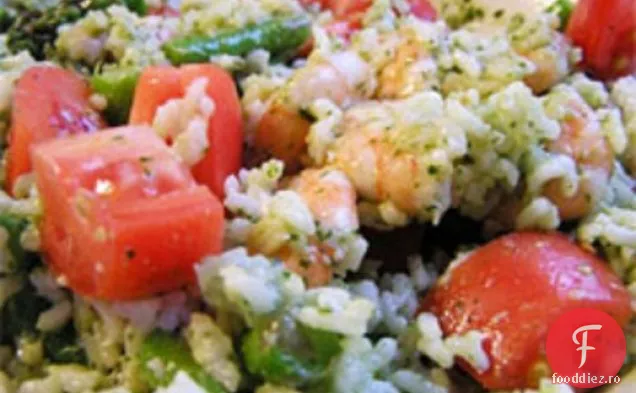 Cina în seara asta: salată de orez cu Pesto și creveți
